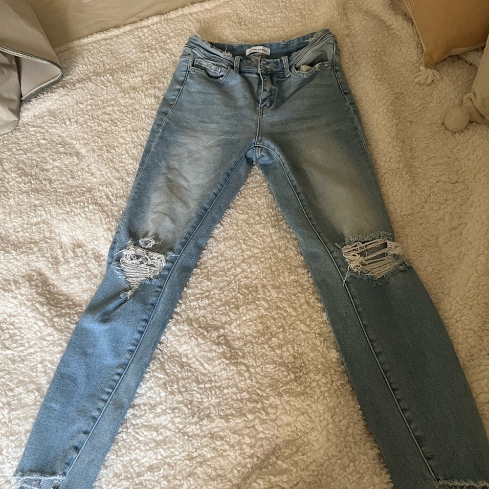 Flying Monkey Faded Blue Ripped Skinny Jeans
